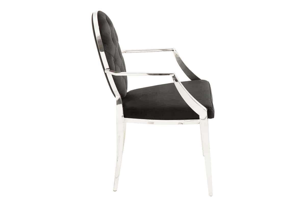 STUHL MODERN BAROCK Samt Schwarz 90 cm - Silberfarben/Schwarz, Textil/Metall (62/92/60cm) - riess-ambiente