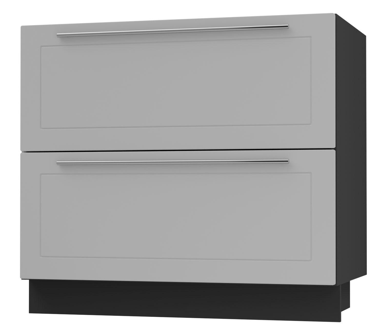 SCHUBLADENUNTERSCHRANK Bari D2/90 Schwarz / RAL 7040 fenstergrau 90 / 50 / 82cm REJS Vollauszug - Schwarz/Grau, Holz/Holzwerkstoff (90/82/50cm) - Feldmann-Wohnen