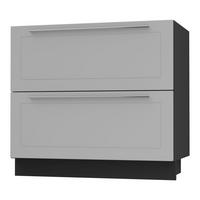 SCHUBLADENUNTERSCHRANK Bari D2/90 Schwarz / RAL 7040 fenstergrau 90 / 50 / 82cm REJS Vollauszug - Schwarz/Grau, Holz/Holzwerkstoff (90/82/50cm) - Feldmann-Wohnen