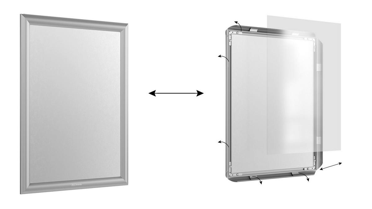 PLAKATRAHMEN, Klapprahmen A3-Format, Silber - Silberfarben, Metall (29.7/42/2.5cm) - ALLboards