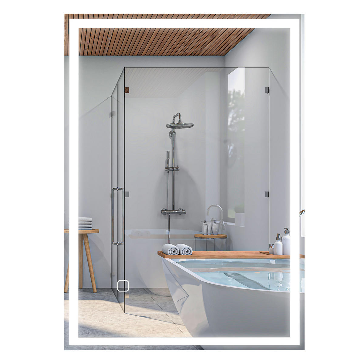 SPIEGELSCHRANK Wandspiegel LED´s. Berührungsschalter,50*70*4 cm, Weiß - Silberfarben, Glas (70/4/50cm) - Vallsero