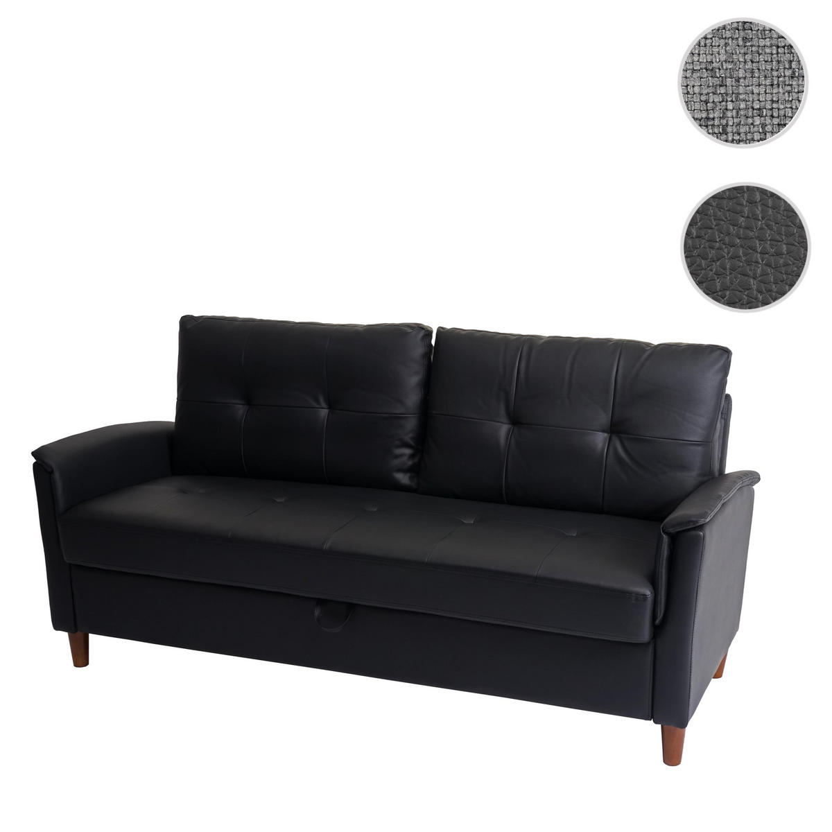 3-SITZER-SOFA Schwarz - Schwarz, Textil (178/87/78cm) - MCW