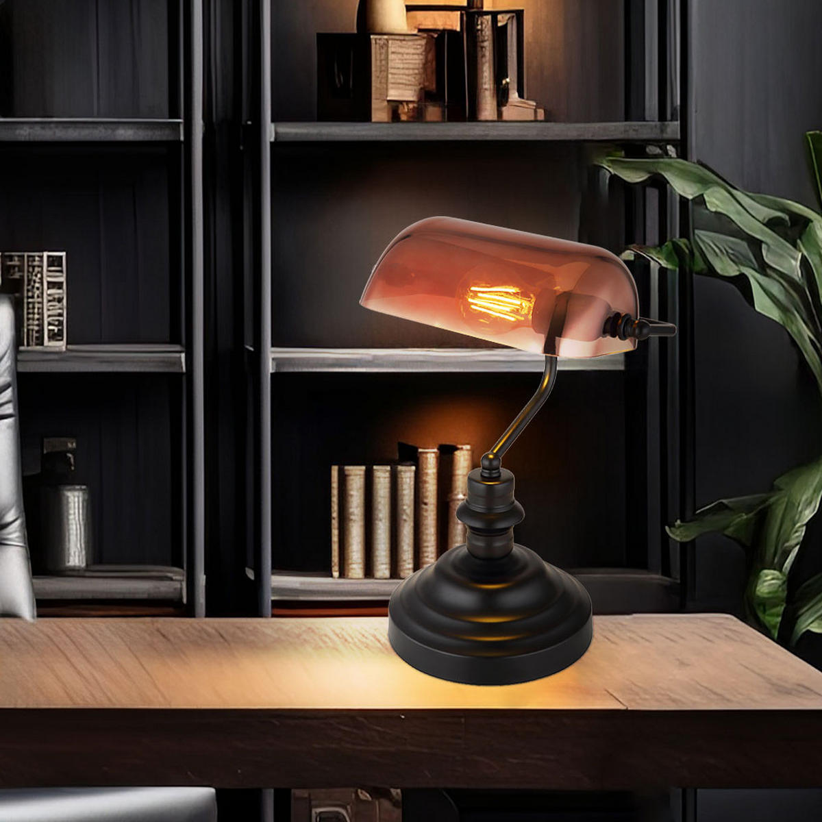 TISCHLEUCHTE ANTIIQUE Kupfer Glas - Kupferfarben, Glas (25/19/36cm) - Globo Lighting