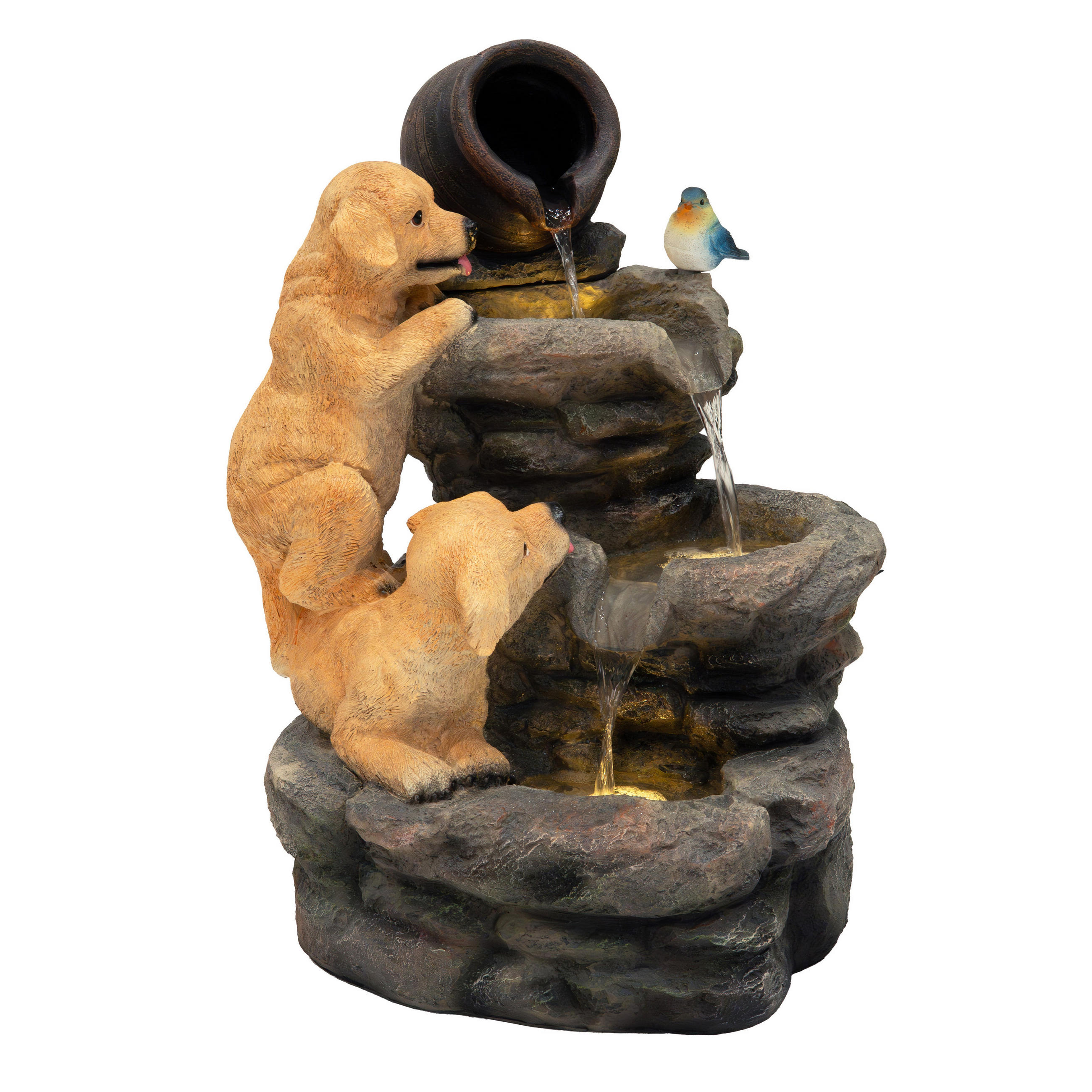 GARTENBRUNNEN "Canine Creek" - Grau, Kunststoff (46/38/64cm) - Monstershop