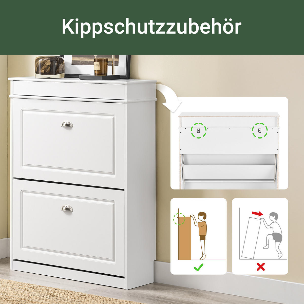SCHUHSCHRANK Weiß - Weiß, Holzwerkstoff (75/96/24cm) - SoBuy