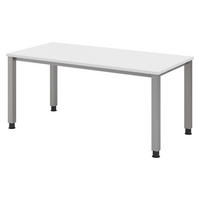 SCHREIBTISCH Serie-Q Gestell: Silber 80/160/74 cm in Weiß - Weiß, Holzwerkstoff (80/160/74cm) - bümö