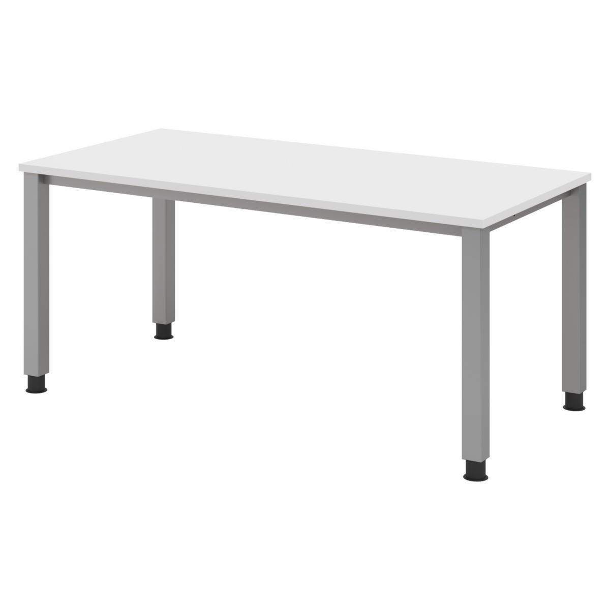 SCHREIBTISCH Serie-Q Gestell: Silber 80/160/74 cm in Weiß - Weiß, Holzwerkstoff (80/160/74cm) - bümö