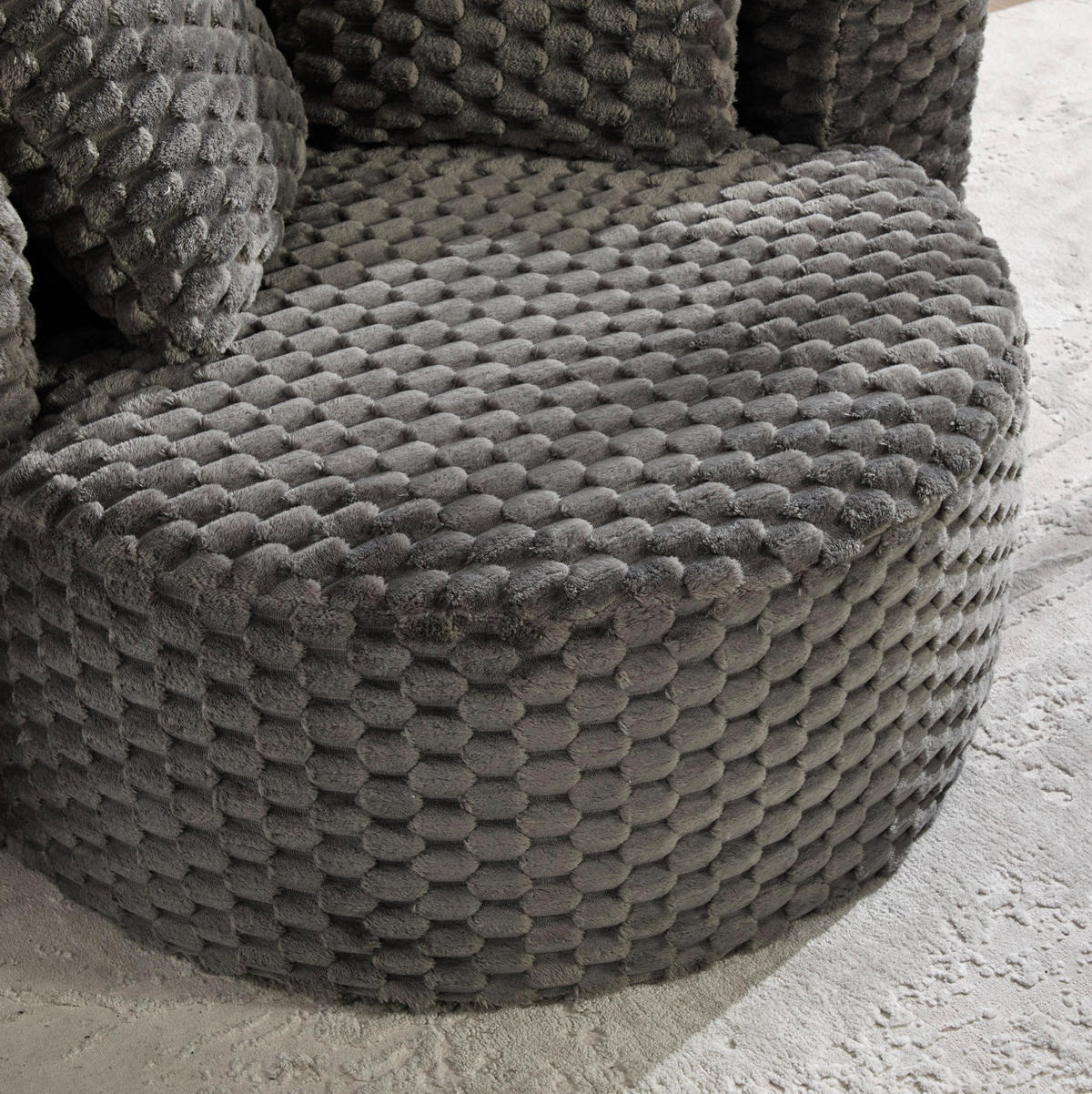 SESSEL 130/115/103 cm mit Hocker, 360°-Fassdesign, Stoffbezug und ohne Montage, Dunkelgrau - Dunkelgrau, Textil (116/65/129cm) - Redom