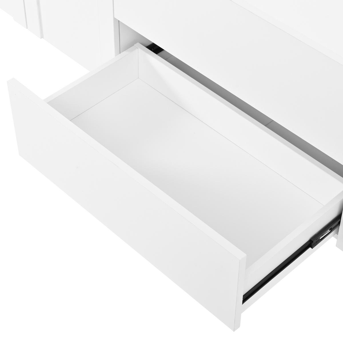 TV-SCHRANK 4 Türen 2 Schubladen Bogen Türen Modern - Weiß, Holzwerkstoff (180/48/40cm) - FLIEKS