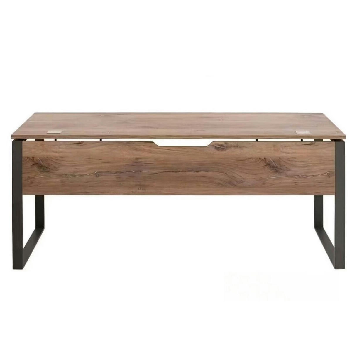 SCHREIBTISCH Tajo in Zinneiche & Metall Anthrazit mit Container – Maja Möbel - Braun, Holzwerkstoff (77/190/76cm)