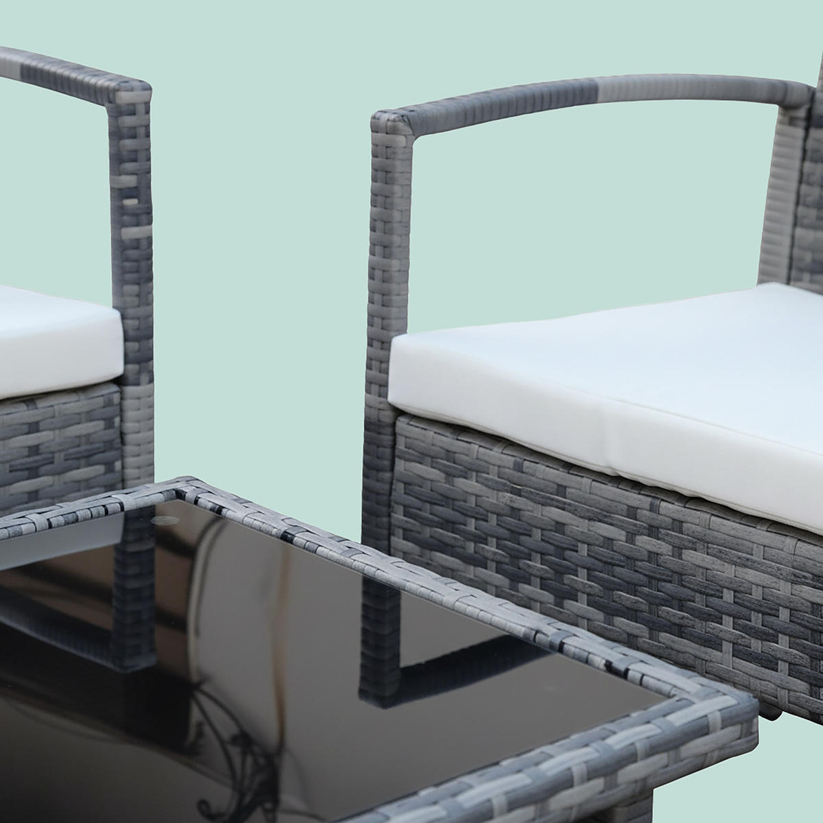 4-TLG.GARTENMÖBEL-SET - Grau, Glas/Kunststoff - Relaxdays