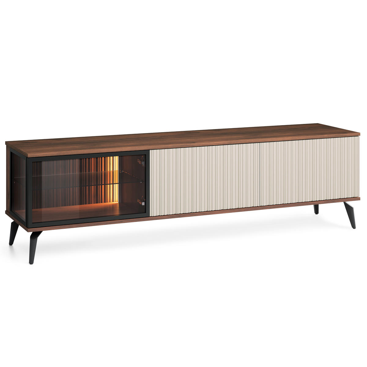 LOWBOARD TRAMONTO 180/50/39 cm, Nussbaumfarben - Kaschmir/Nussbaumfarben, Holzwerkstoff (180/50/39cm) - MASSENO