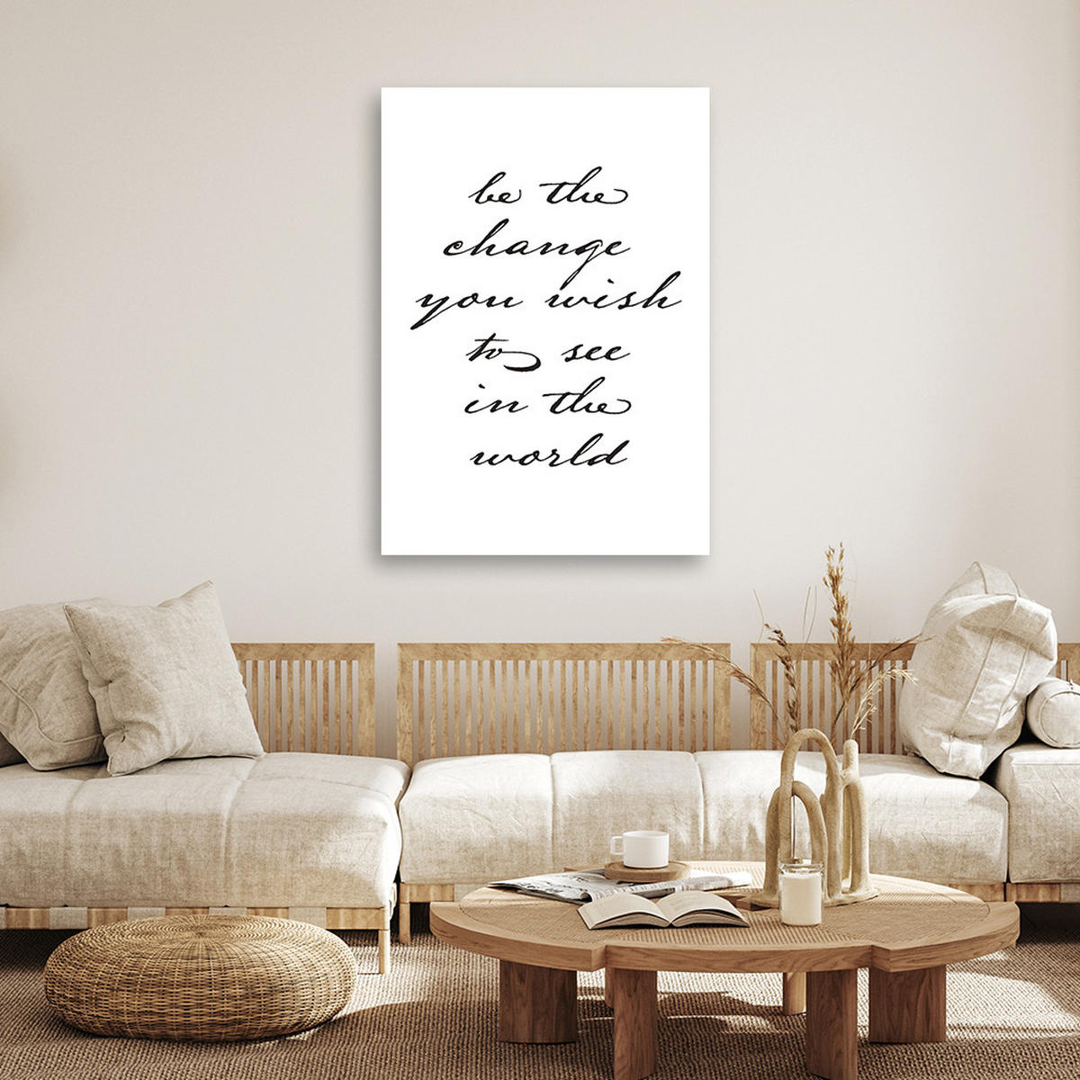 WANDBILD sei die veränderung die du in der welt sehen willst - Schwarz, Textil (40/60cm) - Feeby
