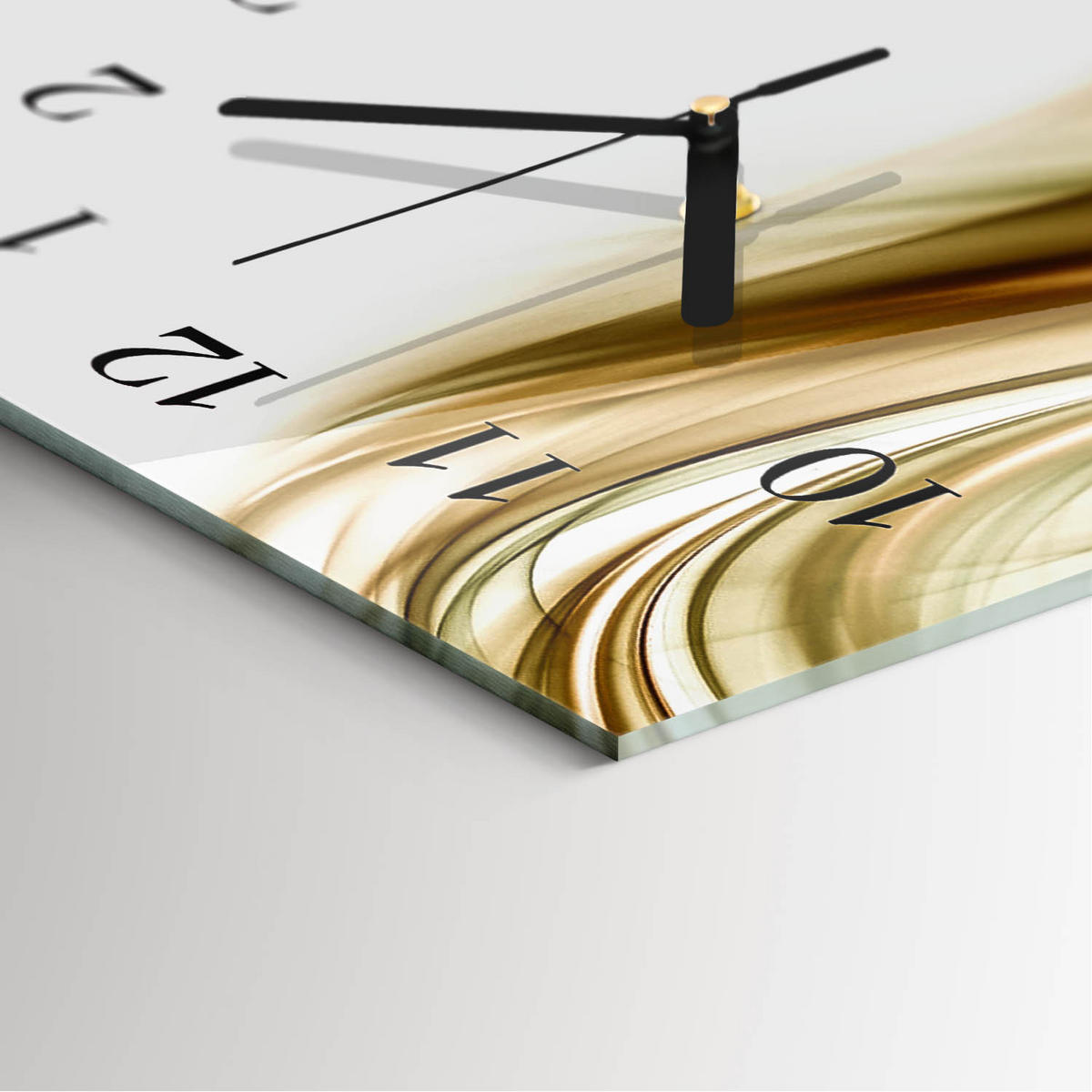WANDUHR 60x30 cm - Abstrakte Linien - Braun, Glas (30/60/0.4cm) - TULUP
