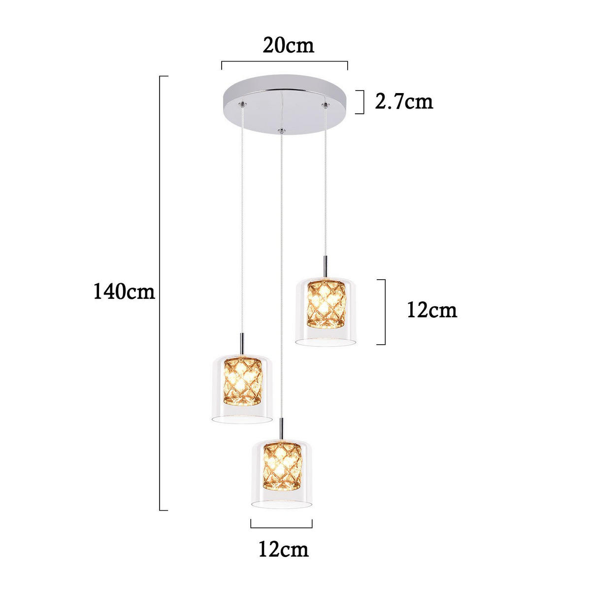 HÄNGELEUCHTE Marinaro 20/20/140 cm - Silberfarben, Metall (20/20/140cm) - Nettlife