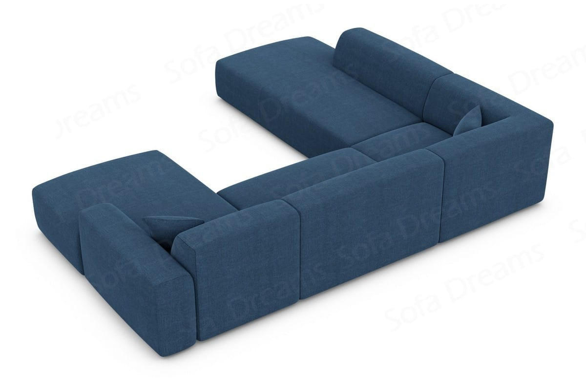 WOHNLANDSCHAFT Genova Blau Strukturstoff - Blau, Kunststoff (326/70/263cm)