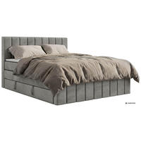 BOXSPRINGBETT ALVER KING DUO 200/200 - Hellgrau Velvet - Topper T25 - H4 - Hellgrau/Schwarz, Kunststoff/Textil (200/200cm) - MKS