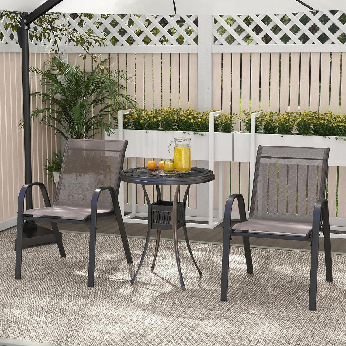 GARTENSTÜHLE Grau(4-teilig) - Grau, Metall (70/84/56cm) - COSTWAY