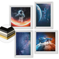 WANDBILDER 4er-Set - 50x50 cm & 40x60 cm Weißer Rahmen - Weltraum-Astronauten-Sterne - Weiß, Kunststoff (50/50cm) - ArtPrintCave