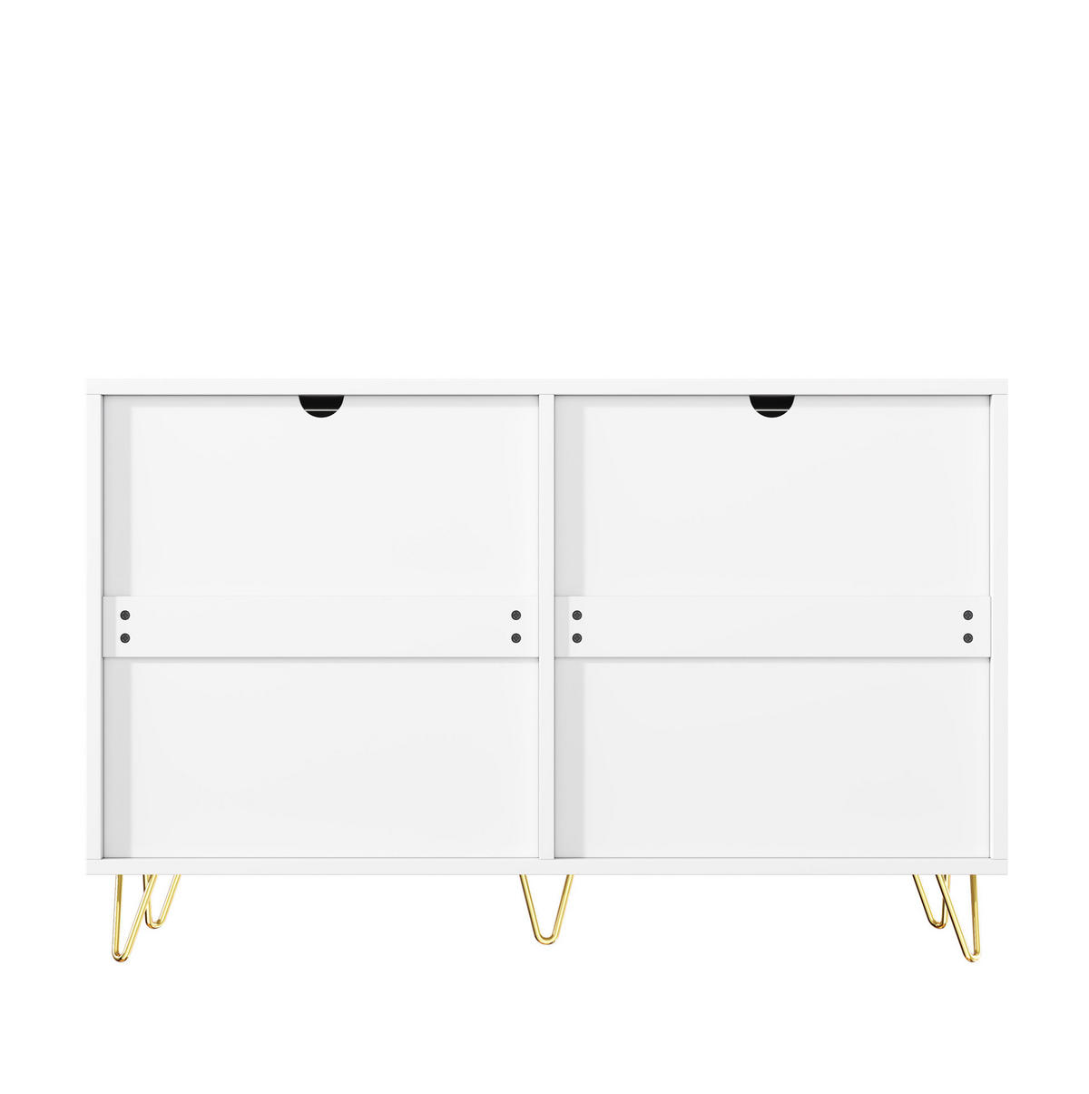 SIDEBOARD 120/40/77 cm mit 6 Schubladen in Weiß/Gold - Weiß, Holzwerkstoff (120/77/40cm) - BEAOK