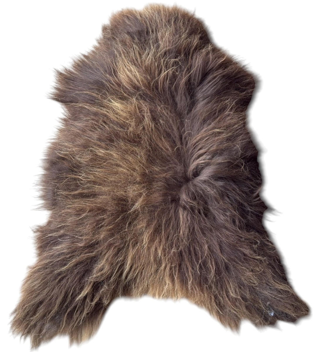SCHAFFELL Ganzes Island Lammfell Langhaarig Dunkelbraun/Goldbraune Spitzen 100–120 cm - Dunkelbraun/Goldfarben, Fell (70/140cm) - Provellus