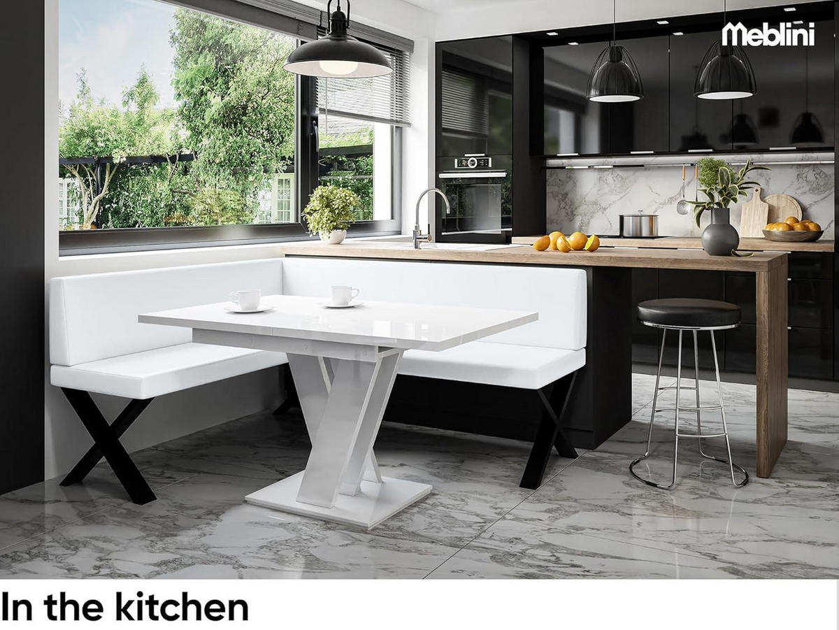 ECKBANK TONI_X - Weiß, Leder (128/168cm) - Meblini