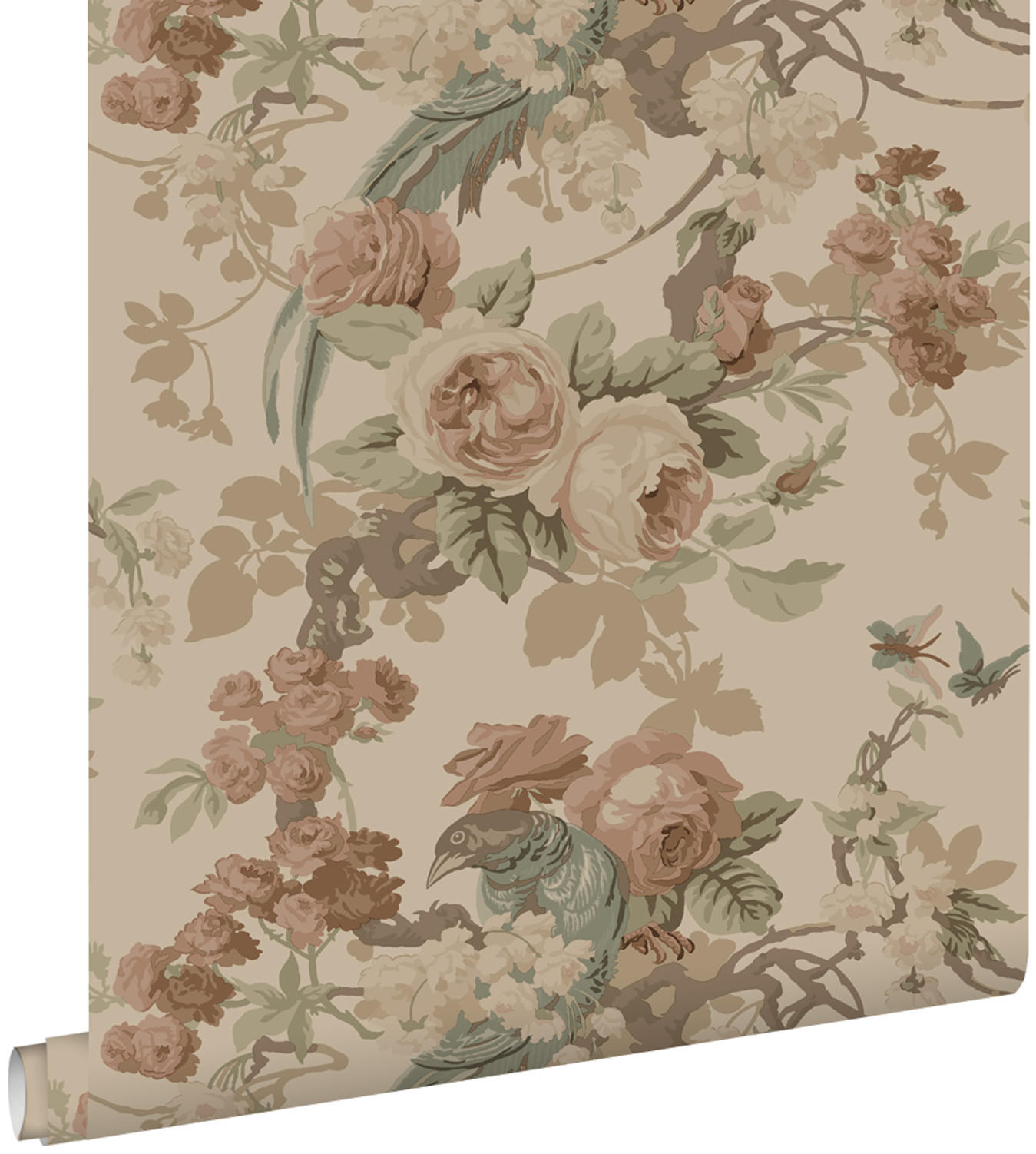 TAPETE Blumen und Vögel 50 x 900 cm - Beige, Papier (50/900cm) - ESTAhome
