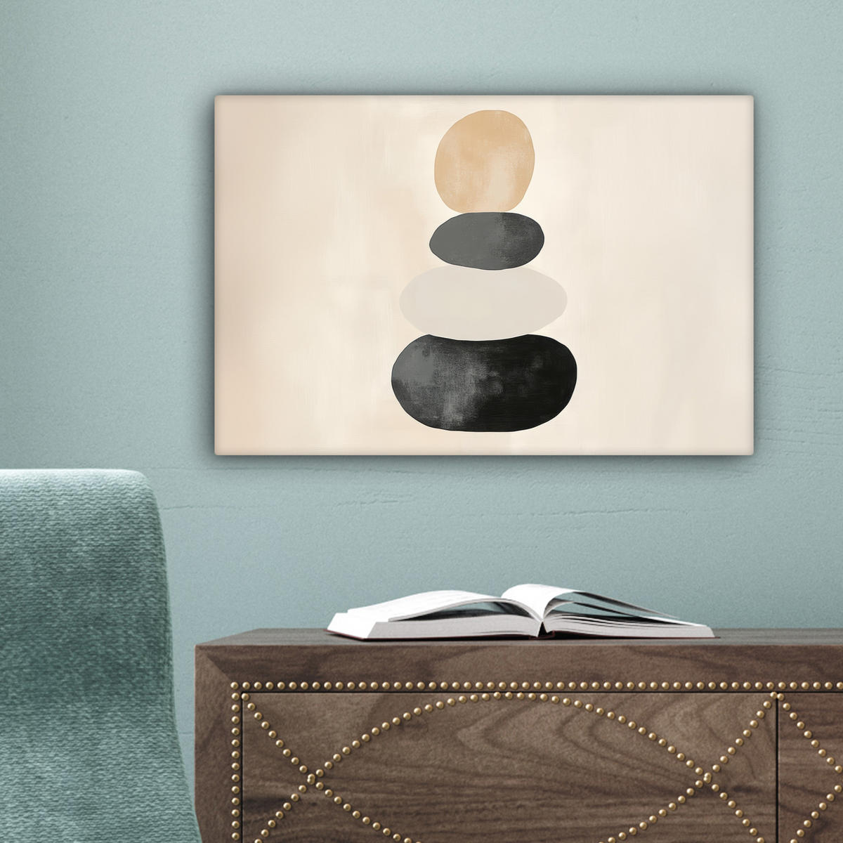 LEINWANDBILD Japandi - Wabi sabi - Beige 30x20 cm - Taupe, Textil (30/20cm) - MuchoWow