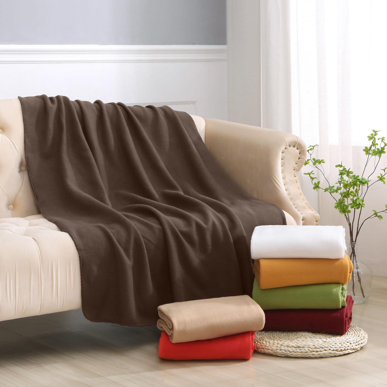 FLEECEDECKE 2er Set braun 130/160 cm Kettelrand Anti-Pilling - Braun, Textil (130/160cm) - wometo