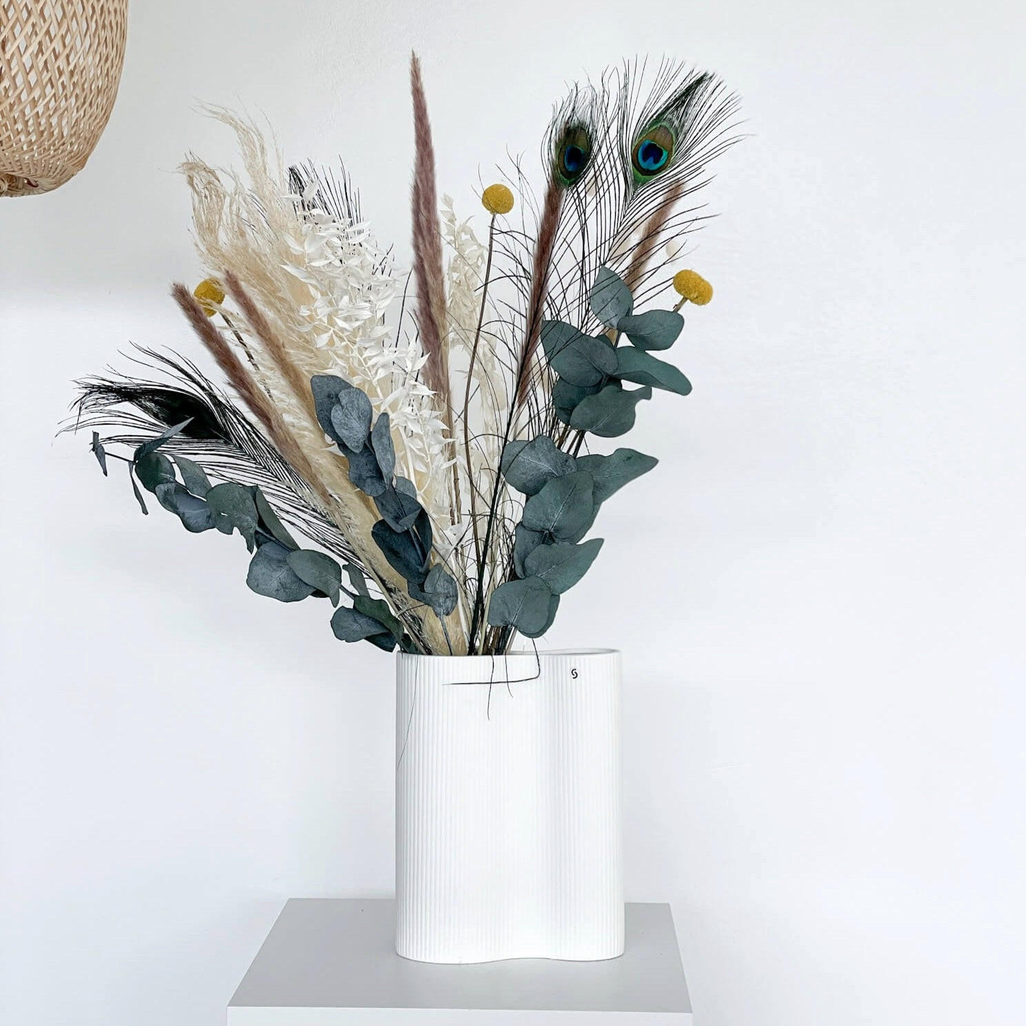 TROCKENBLUMENSTRAUSS Craspedia Pampasgras Mix - beige / 60 cm - Beige, Naturmaterialien (60cm) - Lykke & You