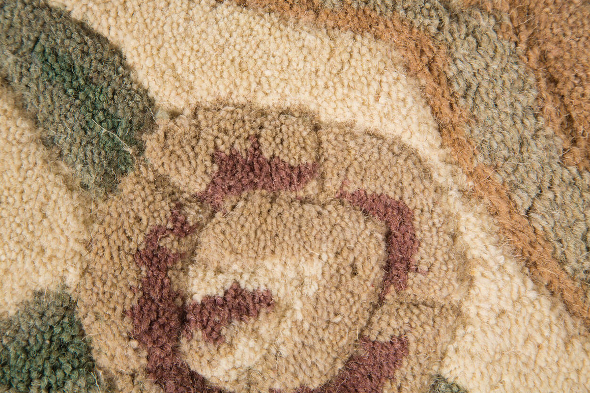 WOLLTEPPICH Aubusson-Muster handgeknüpft BEAULY, Braun-Beige 120x120 cm - Braun, Textil (120/120cm) - KADIMA DESIGN