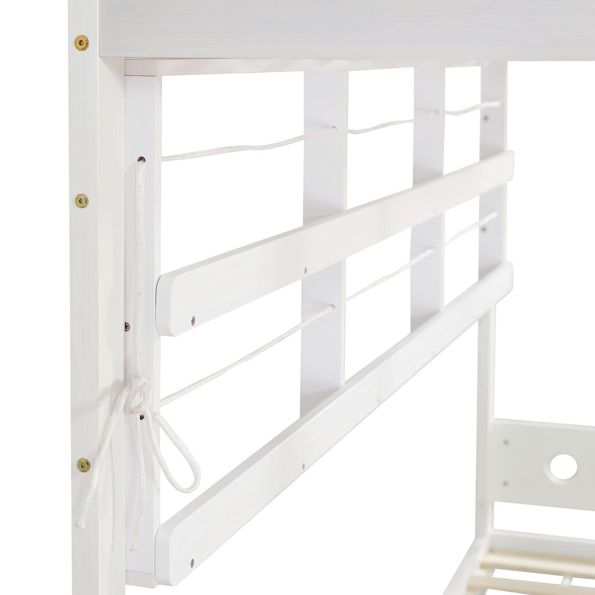 ETAGENBETT Kiefernholz Weiß 90/200 cm mit Leiter und Regalen - Naturfarben, Holz (90/200cm) - ComfortXL