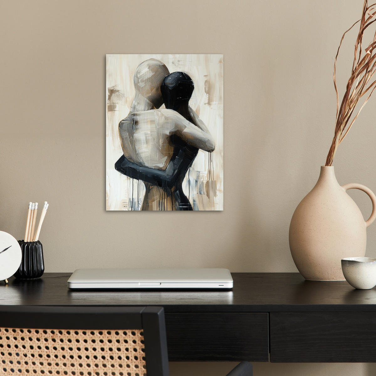 POSTER Abstrakt - Liebe - Schwarz und weiß - Modern 30x40 cm - Schwarz, Papier (30/40/0.1cm) - MuchoWow