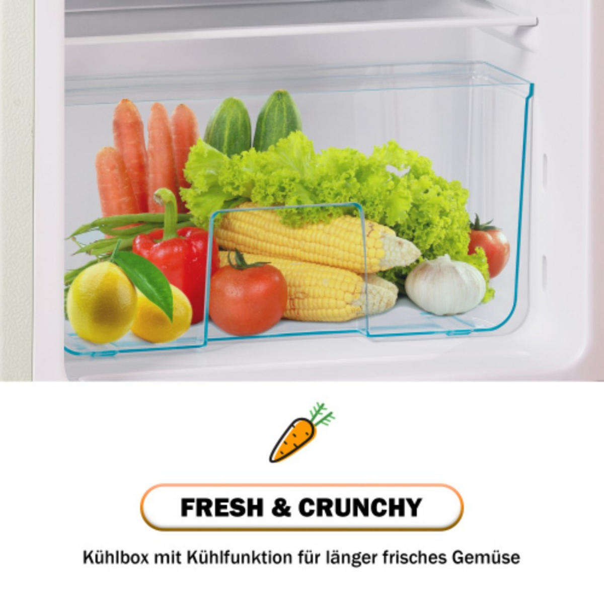 MINIKÜHLSCHRANK Cremeweißen 88.8/45.5/42.5 cm 60L - Ecru, Kunststoff/Metall (45.5/42/88.8cm)