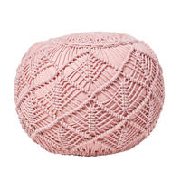 POUF rosa im Makramee-Stil, 40/40/35 cm - Rosa, Textil (40/35/40cm) - Homescapes