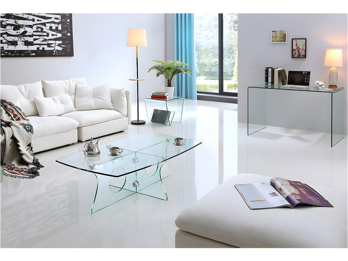 SCHREIBTISCH - gebogenes Glas - ELSTRON - Transparent, Glas (70/120/75cm) - Vente-Unique