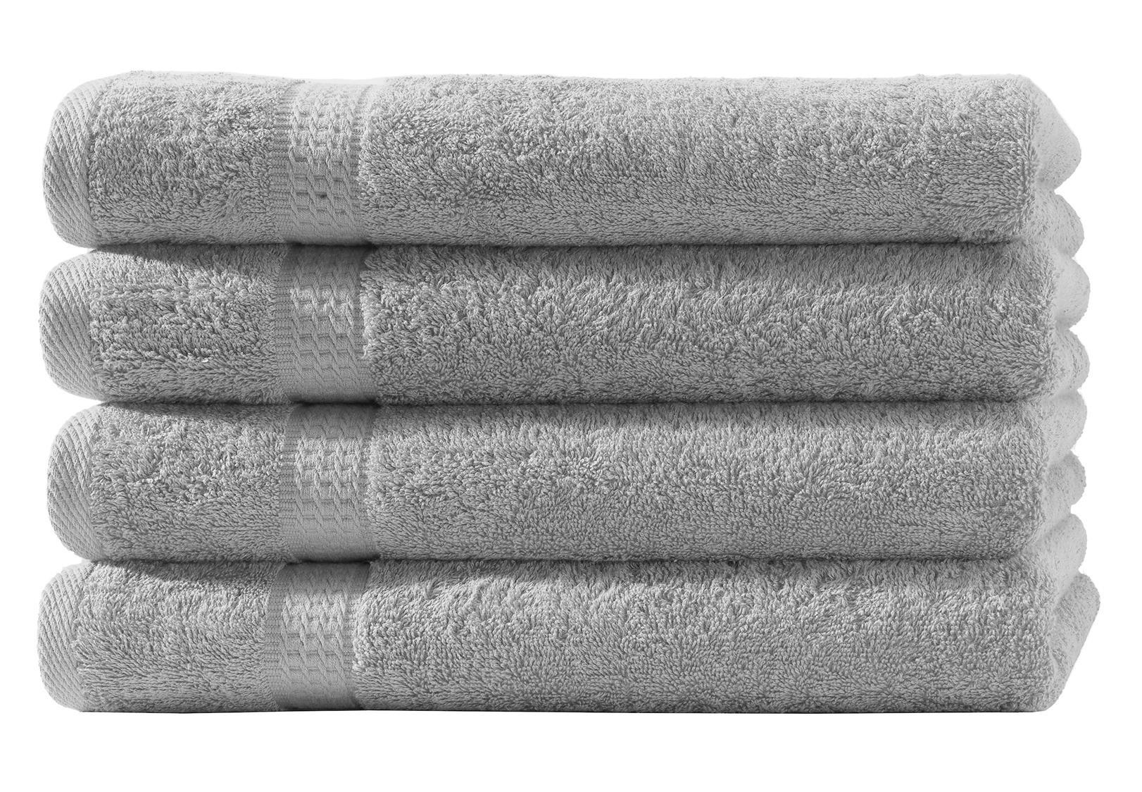 HANDTUCH 50x100 cm Frottier Handtücher im 4er Set aus 100% Baumwolle, Silber 500g/m2 - Silberfarben, Textil (50/100cm) - Carpe Sonno