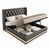 POLSTERBETT 160/200 cm in Schwarz mit Bettkasten, LED, USB und Type-C - Schwarz, Holzwerkstoff/Textil (160/200cm) - STILVORA