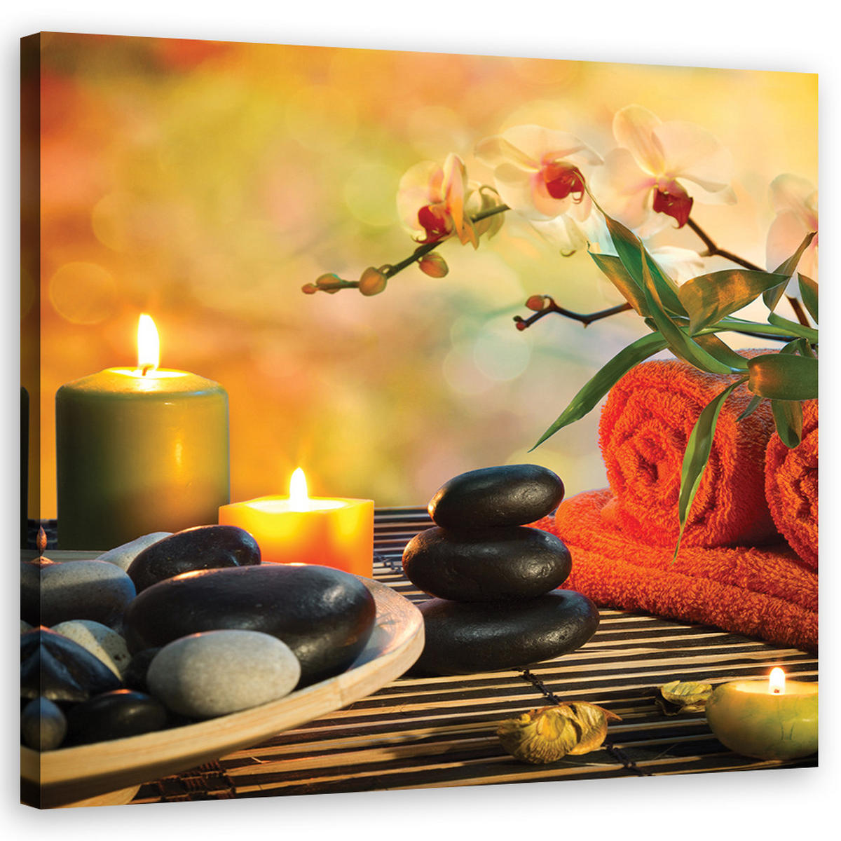 WANDBILD spa zen stones orient - Orange, Textil (50/50cm) - Feeby
