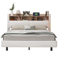 POLSTERBETT 160/200 cm Beige aus Stoff mit LED-Beleuchtung und USB-Anschluss - Beige, Textil (160/200cm) - OKMYHOME