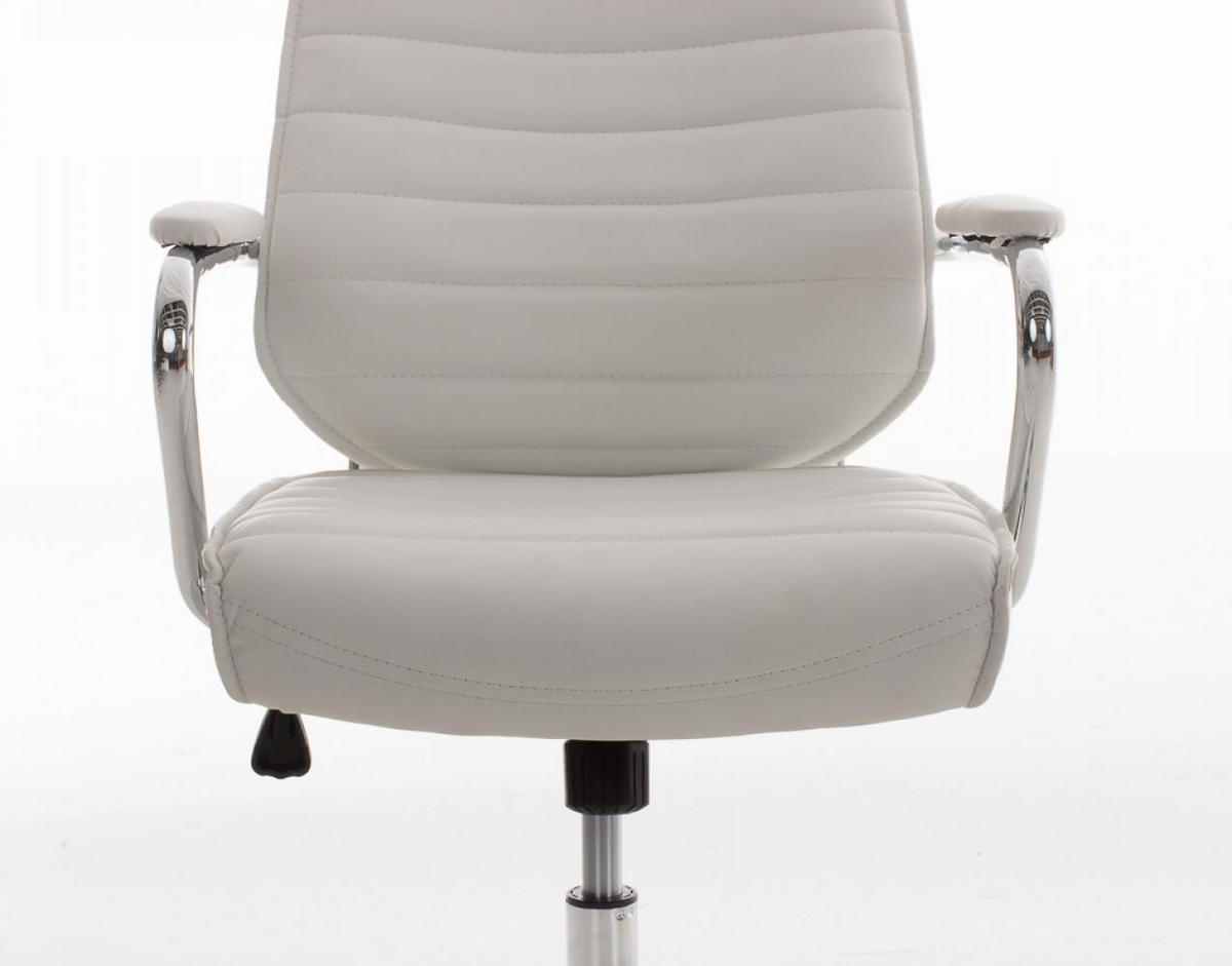 CHEFSESSEL Lederlook weiß - Chromfarben/Weiß, Textil/Metall (60/117/67cm) - CLP