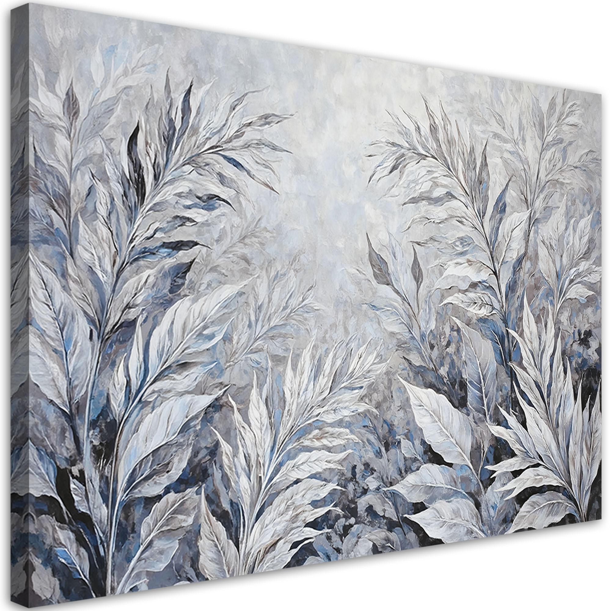 WANDBILD blätter abstrakte botanische - Silberfarben, Textil (60/40cm) - Feeby