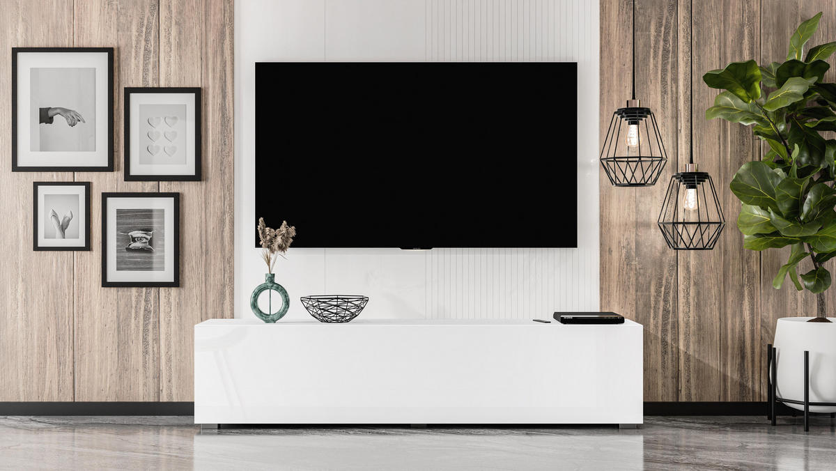 LOWBOARD ZIVOLLI 160 Weiß 160/36,5/40 cm – Hängend und Stehend - Weiß, Holzwerkstoff/Kunststoff (160/36.5/40cm) - AX Living