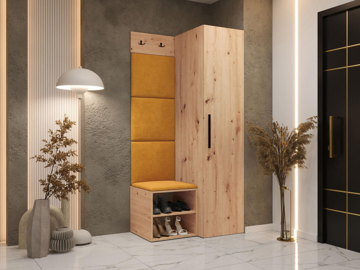 GARDEROBEN-SET Medi III - Schwarz/Orange, Holzwerkstoff/Kunststoff (40/191/50cm) - MIRJAN24