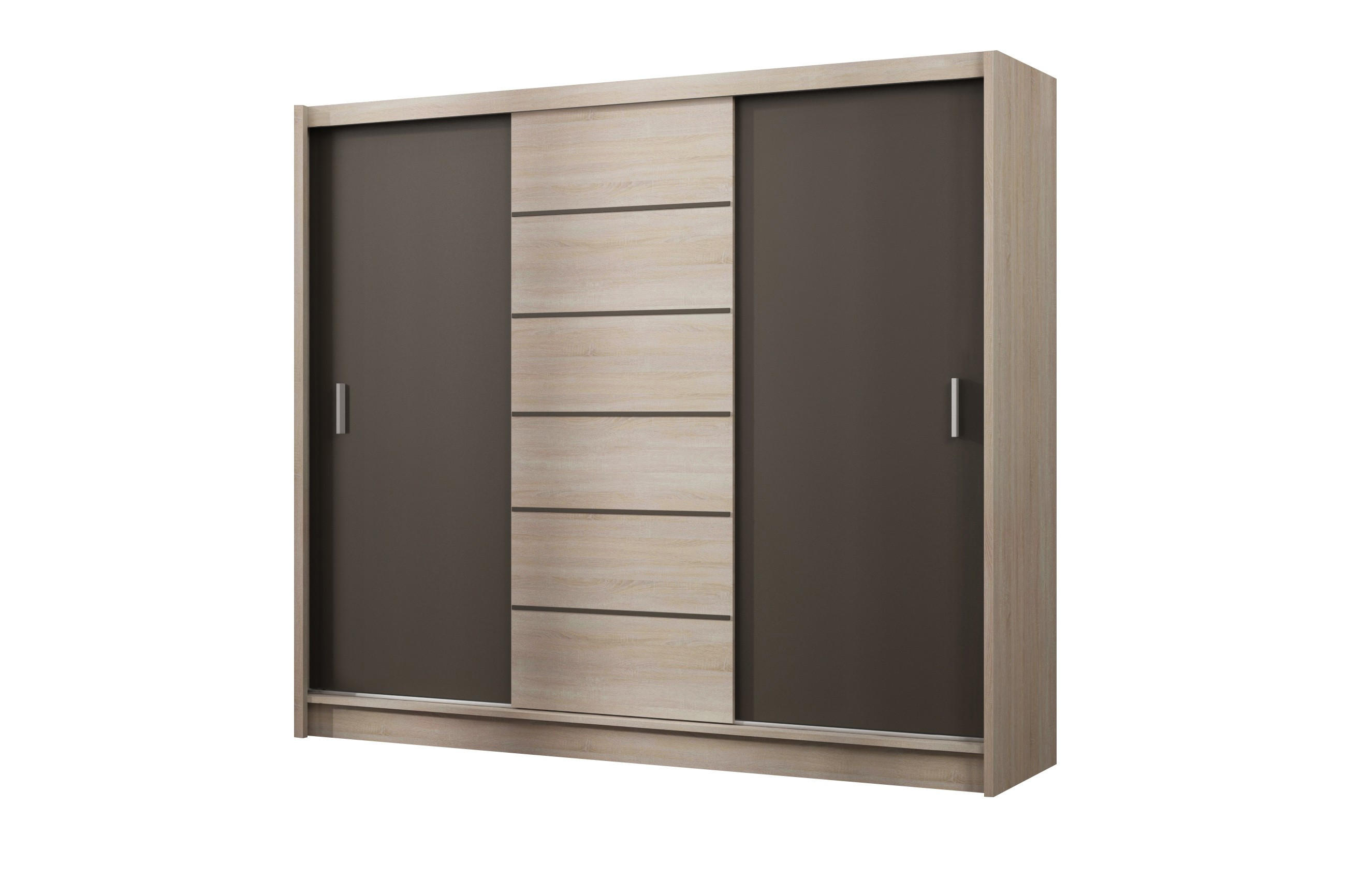 SCHWEBETÜRENSCHRANK NIDALE 250/215/61 cm 3-türig Sonoma Eiche - Sonoma Eiche, Holzwerkstoff (250/215/61cm) - MASSENO