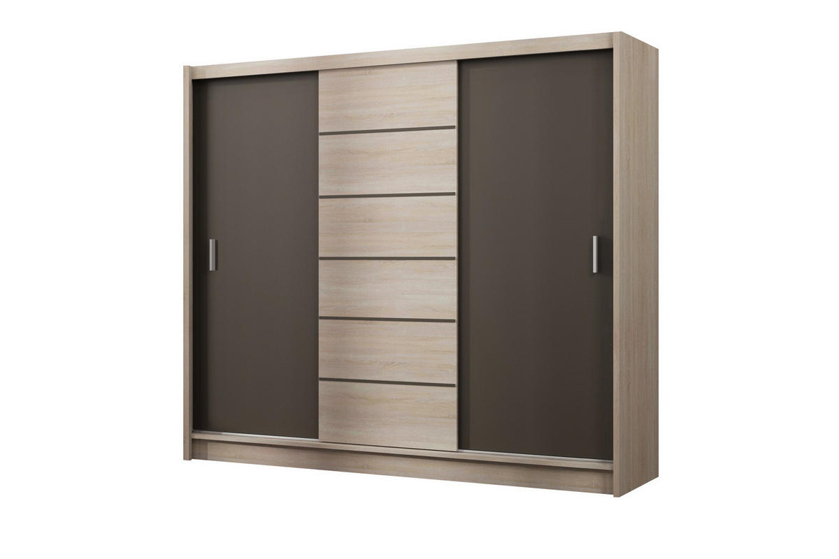 SCHWEBETÜRENSCHRANK NIDALE 250/215/61 cm 3-türig Sonoma Eiche - Sonoma Eiche, Holzwerkstoff (250/215/61cm) - MASSENO