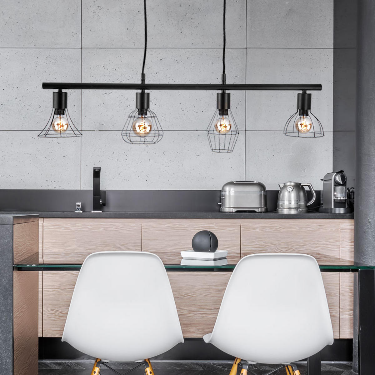 LED HÄNGELEUCHTE Metall Schwarz Gitteroptik - Schwarz, Metall (75/13/150cm)