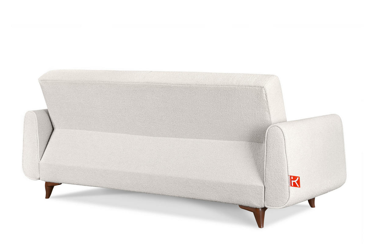 3-SITZER-SCHLAFSOFA GUSTAVO mit Armlehnen, weiß - Braun/Weiß, Holz/Holzwerkstoff (230/98/98cm) - KONSIMO®