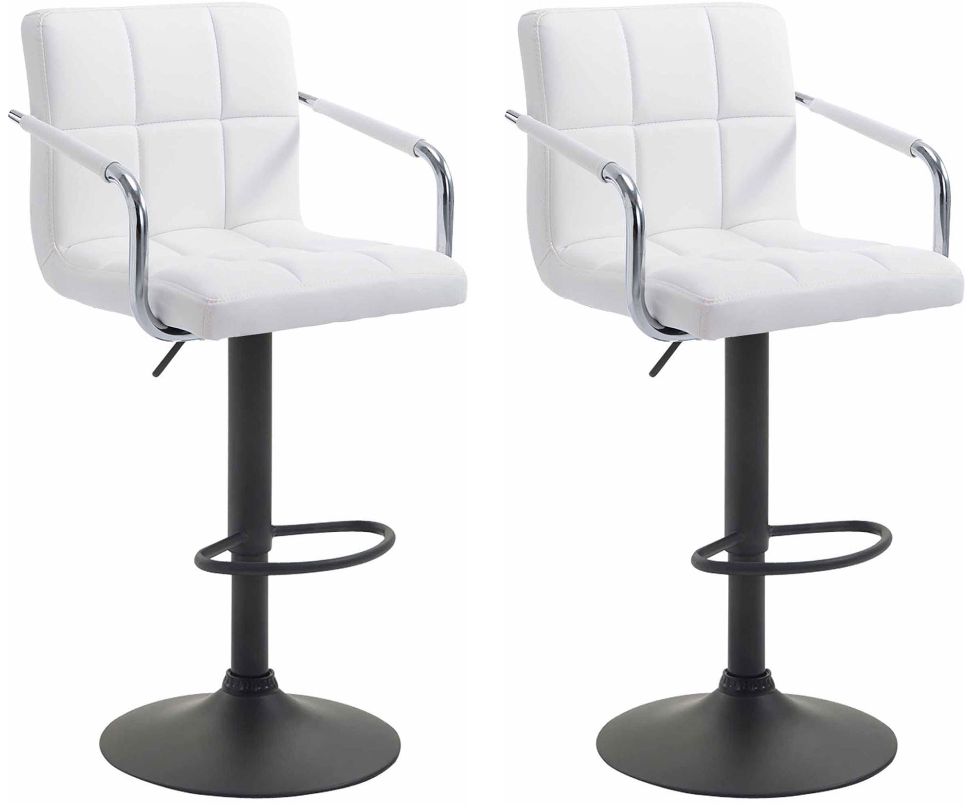 BARHOCKER 2er Set Lederlook Weiß - Schwarz/Weiß, Textil/Metall (54/91/46cm) - CLP