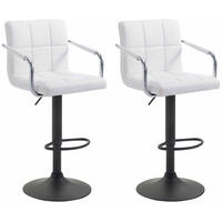 BARHOCKER 2er Set Lederlook Weiß - Schwarz/Weiß, Textil/Metall (54/91/46cm) - CLP